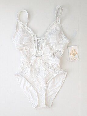 BECCA White Lace One-Piece Swimsuit